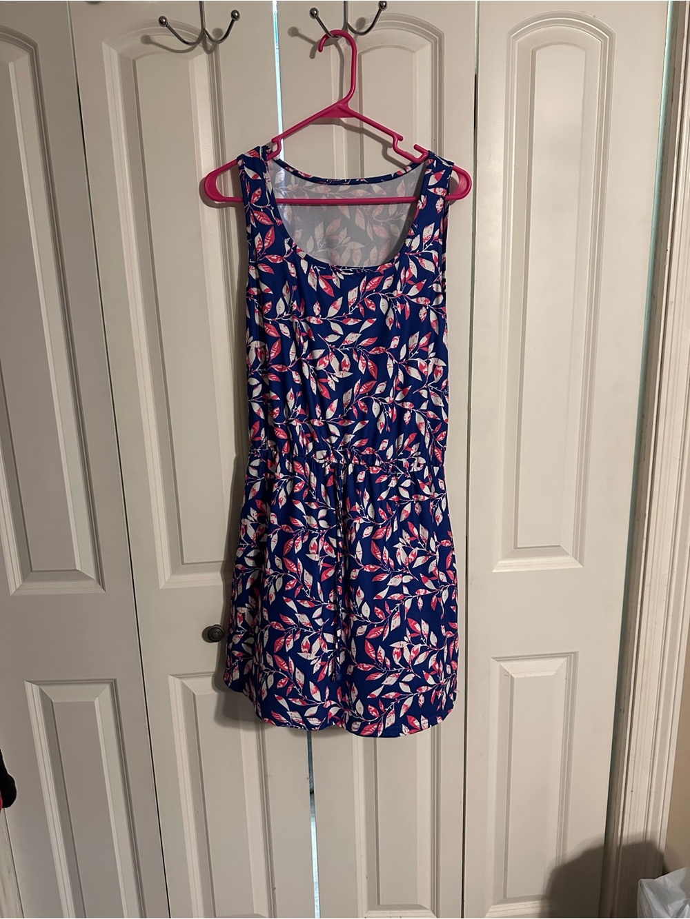 Sleeveless Navy Blue Floral Summer Dress - Casual Daywear